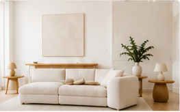 Soft neutral living room interior