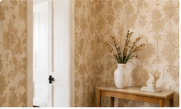 Decorative wallpaper in a finished interior